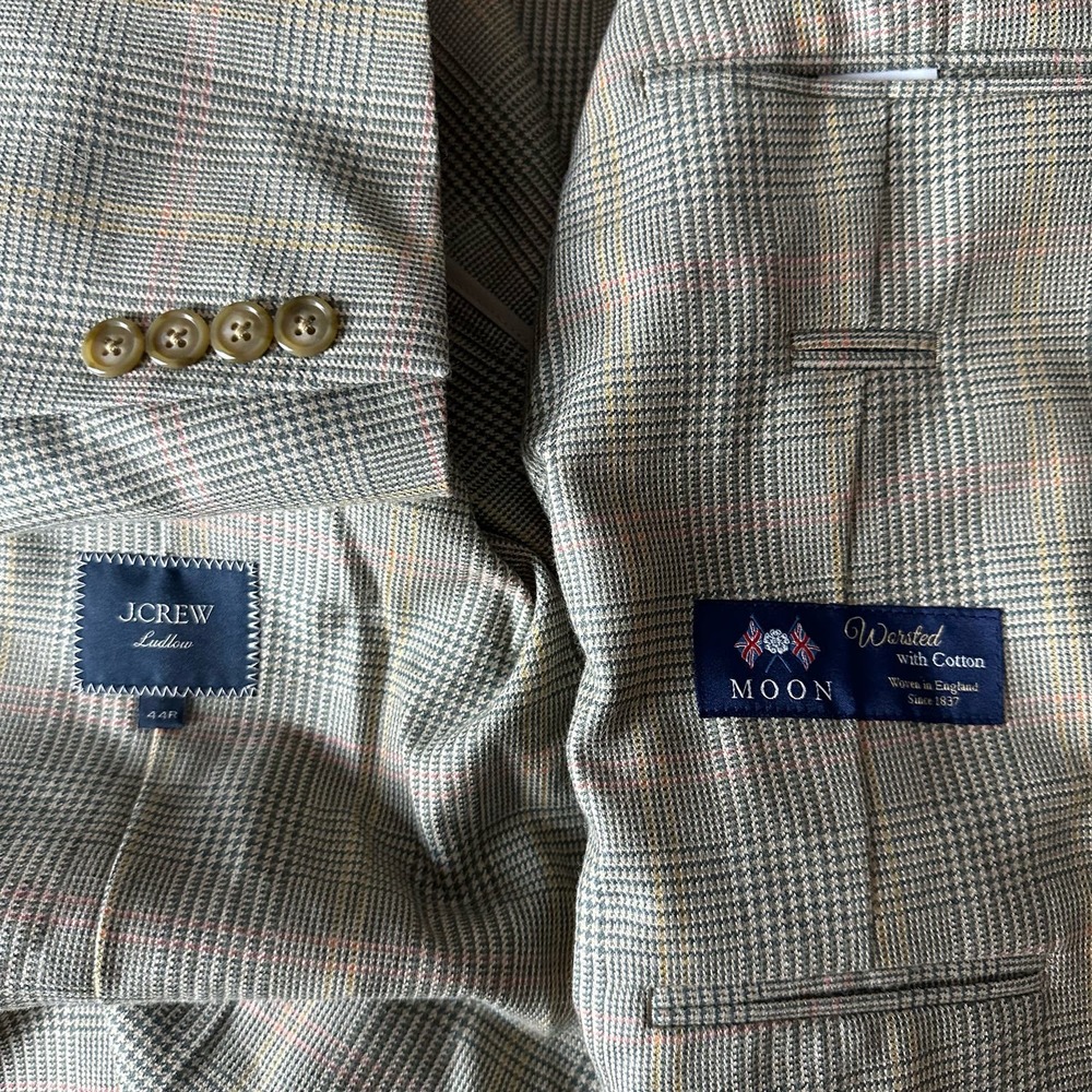 J.Crew Glen Plaid Cream Moon Ludlow Blazer NWOT 44R - Picture 3 of 12